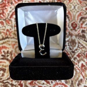 Sterling Silver 'E' Initial Pendant Necklace - Silver